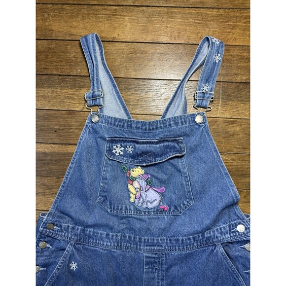VTG Disney Winnie the Pooh Eeyore Denim Overalls  XL Blue Bib Winter - Picture 5 of 8